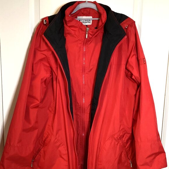 Tower by London Fog Women's Red Jacket Detachable Hood Size XL Double Zipper - Picture 2 of 12